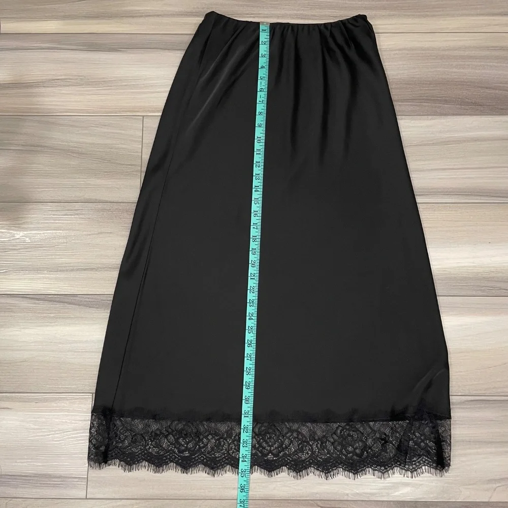 NWT KAFFE KAhilda Skirt Size Medium (Danish 38) Silky Black with Lace Trim - Picture 7 of 16